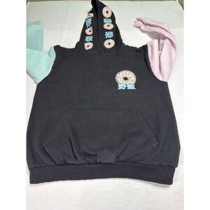 Fresh Laundry Kids XL Donut Graphic Hoodie Colorblock Black Pink Mint Pullove